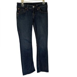 Vintage True Religion Womens Hi-Rise Bootcut Flap Pocket Dark Blue Jeans Size 29